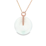 18K玫瑰黃金天然翡翠鑽石吊墜