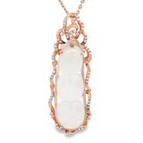 18K玫瑰黃金天然翡翠鑽石吊墜