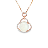 18K玫瑰黃金天然翡翠鑽石吊墜