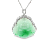 18K白色黃金天然翡翠鑽石吊墜