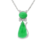 18K白色黃金天然翡翠鑽石吊墜