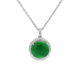 18K白色黃金天然翡翠鑽石吊墜