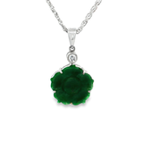 18K白色黃金天然翡翠鑽石吊墜