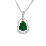 18K白色黃金天然翡翠鑽石吊墜