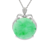 18K白色黃金天然翡翠鑽石吊墜