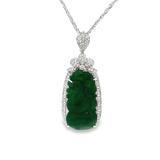 18K白色黃金天然翡翠鑽石吊墜