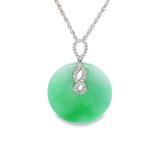 18K白色黃金天然翡翠鑽石吊墜