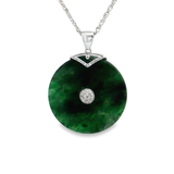 18K白色黃金天然翡翠鑽石吊墜