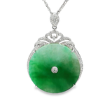 18K白色黃金天然翡翠鑽石吊墜