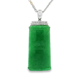 18K白色黃金天然翡翠鑽石吊墜