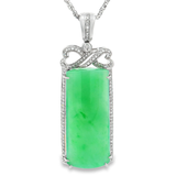 18K白色黃金天然翡翠鑽石吊墜