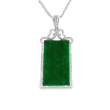 18K白色黃金天然翡翠鑽石吊墜