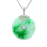 18K白色黃金天然翡翠鑽石吊墜