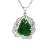 18K白色黃金天然翡翠鑽石吊墜