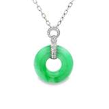 18K白色黃金天然翡翠鑽石吊墜