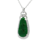 18K白色黃金天然翡翠鑽石吊墜