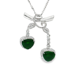 18K白色黃金天然翡翠鑽石吊墜