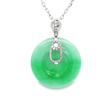 18K白色黃金天然翡翠鑽石吊墜