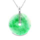 18K白色黃金天然翡翠鑽石吊墜