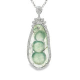 18K白色黃金天然翡翠鑽石吊墜