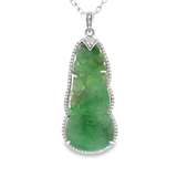 18K白色黃金天然翡翠鑽石吊墜