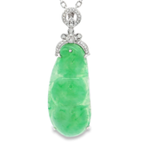 18K白色黃金天然翡翠鑽石吊墜