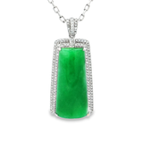 18K白色黃金天然翡翠鑽石吊墜