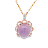 18K玫瑰黃金天然翡翠鑽石吊墜