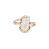 18K玫瑰黃金天然翡翠鑽石戒指