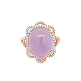 18K玫瑰黃金天然翡翠鑽石戒指