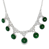 18K白色黃金天然翡翠鑽石頸鏈