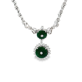 18K白色黃金天然翡翠鑽石頸鏈