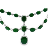 18K白色黃金天然翡翠鑽石頸鏈