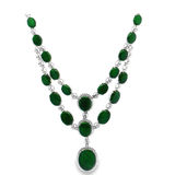 18K白色黃金天然翡翠鑽石頸鏈