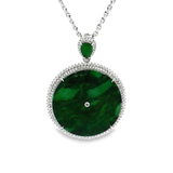 18K白色黃金天然翡翠鑽石吊墜