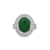 750/18K金襯鑽石天然翡翠戒指
